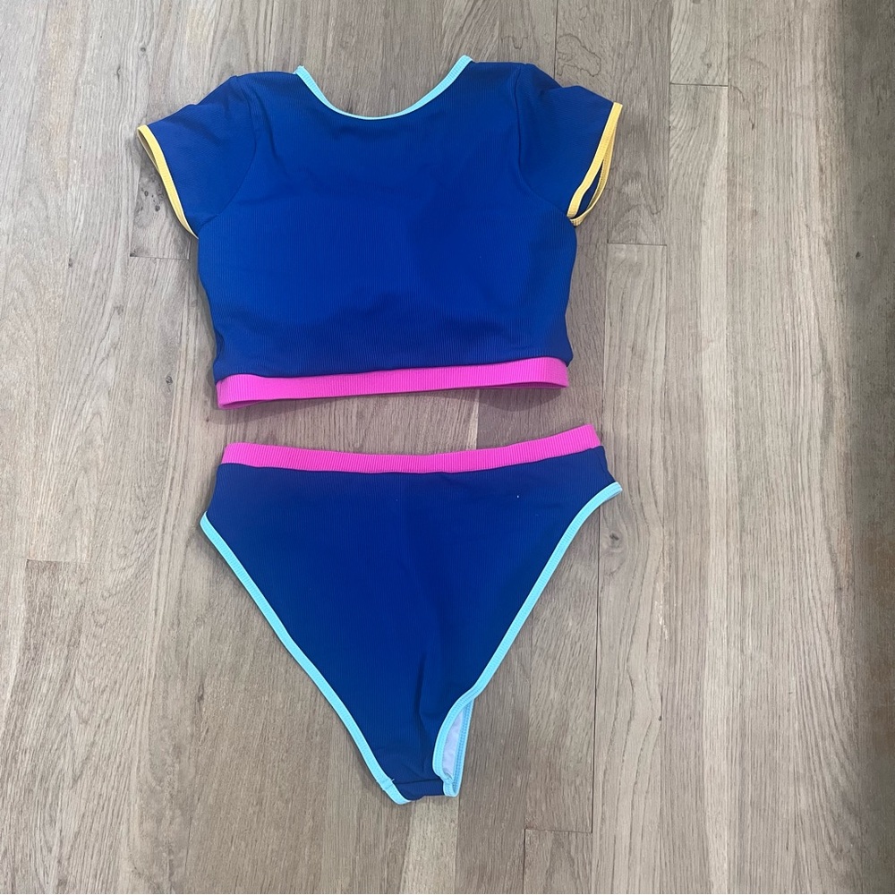 NWOT 2-Piece Surfer Bikini | Bright Blue | Size L - Picture 4 of 7